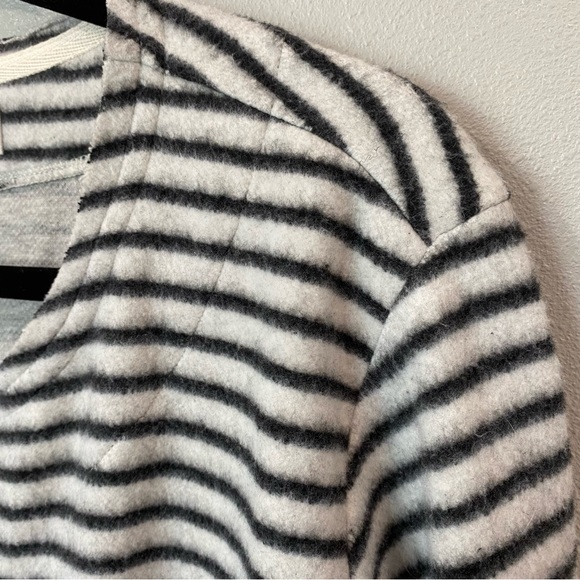 Anthropologie Dolan Striped Full Zip Jacket Black White Fleece X-Large - Picture 11 of 12